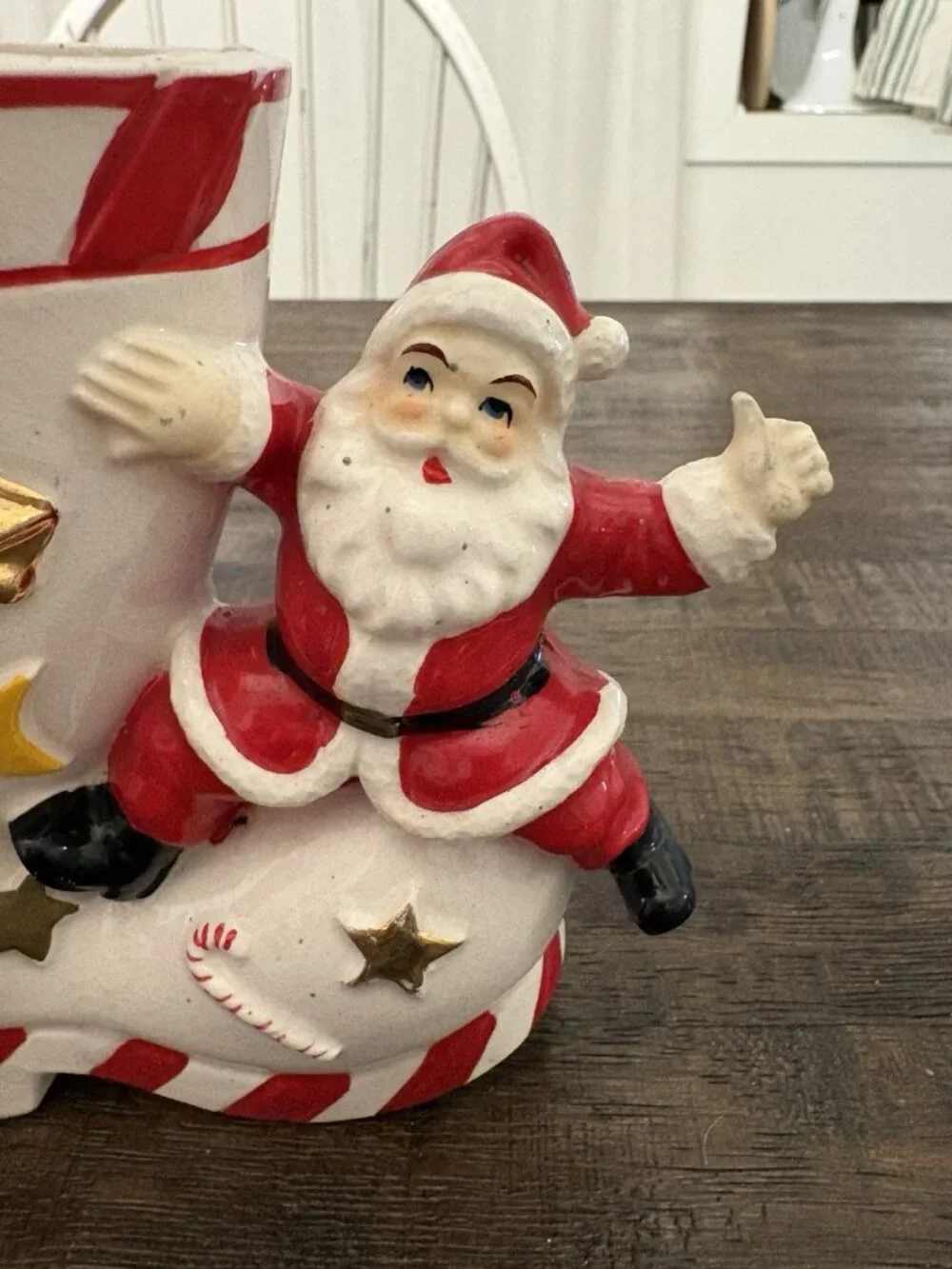 Vintage Ceramic Christmas Boot Santa Gifts 1940’s Decor Vase